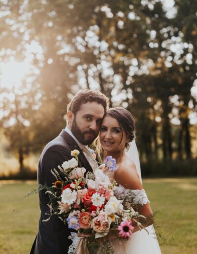 bride groom and bouquet